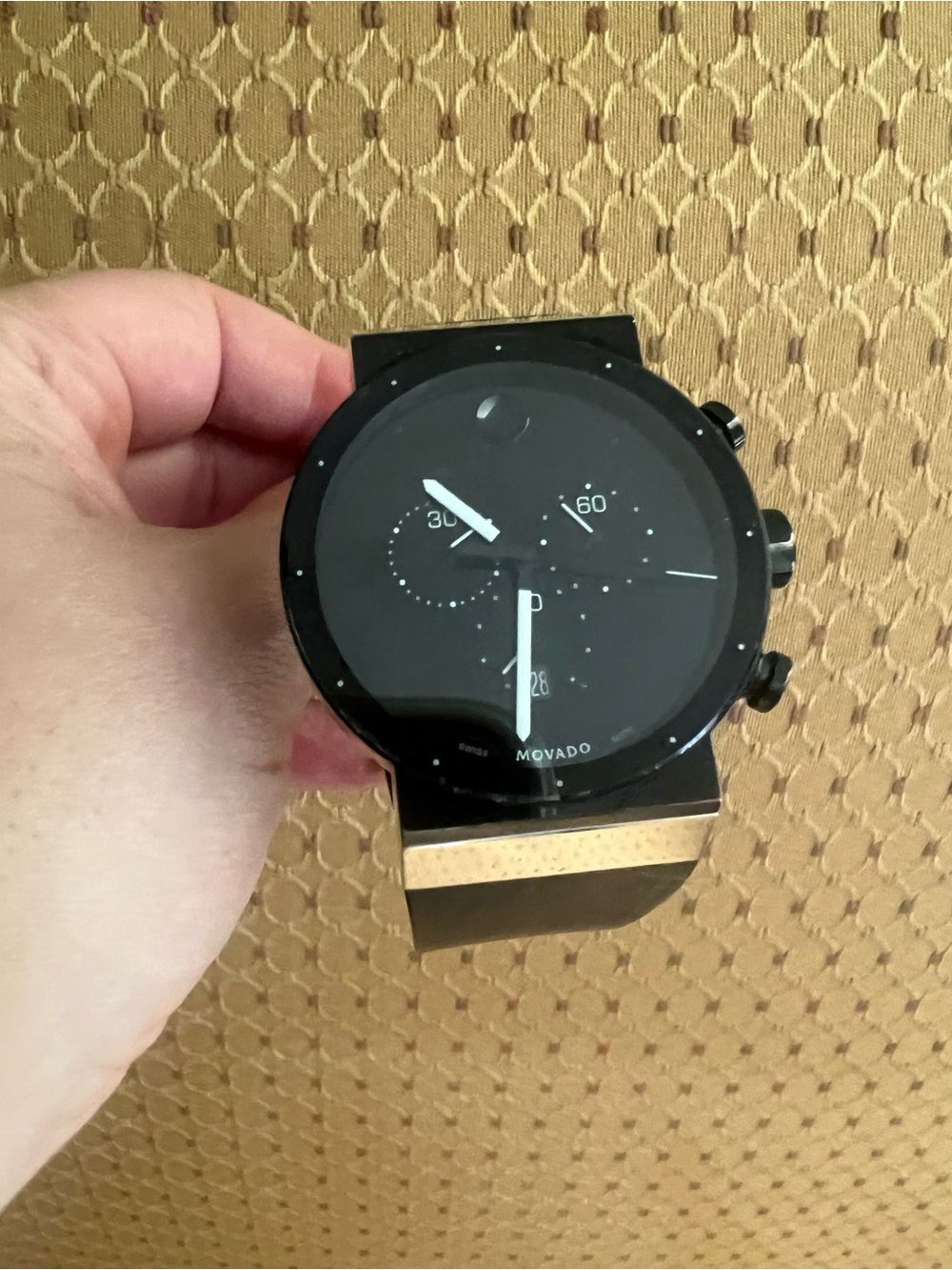 Movado Sapphire Synergy Men’s Black Chronograph Watch Swiss